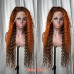 4/350 Ginger Highlight 13x4 Transparent Lace Front Wig Ombre Ginger Human Hair Wig
